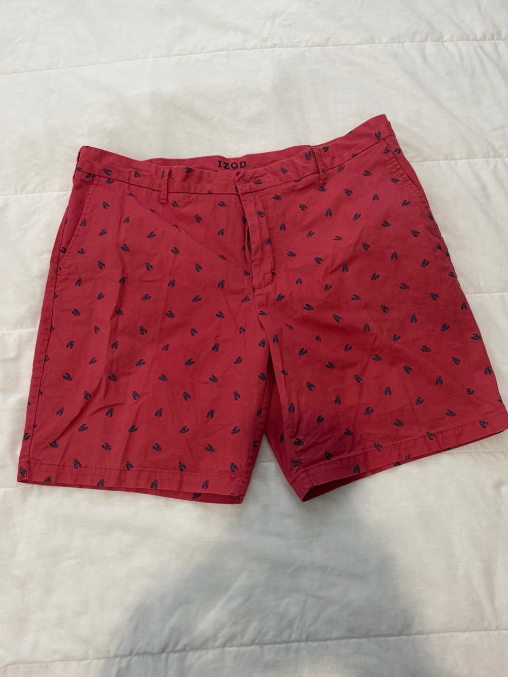 Izod Red Men's Hybrid Shorts with Navy Micro Print